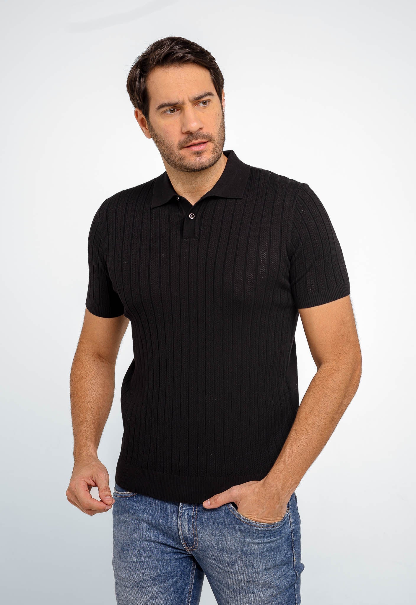 Polo Masculina Dom Henrico Texturizada Com Botão - Henri Store