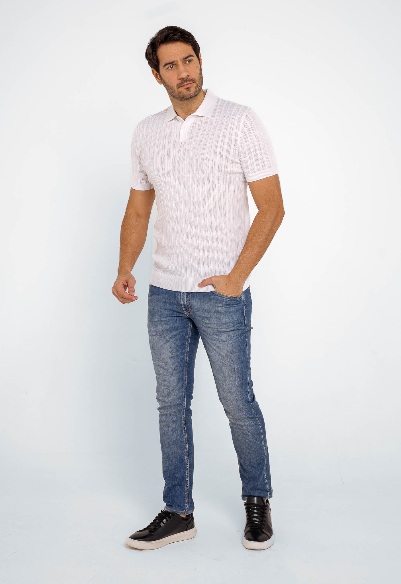 Polo Masculina Dom Henrico Texturizada Com Botão - Henri Store