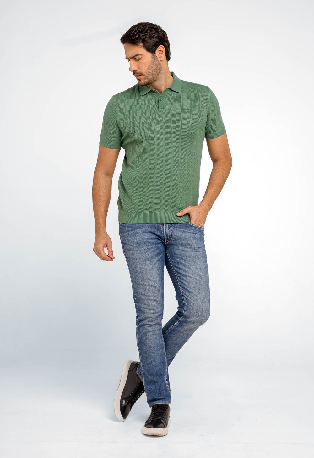 Polo Masculina Dom Henrico Texturizada Com Botão - Henri Store