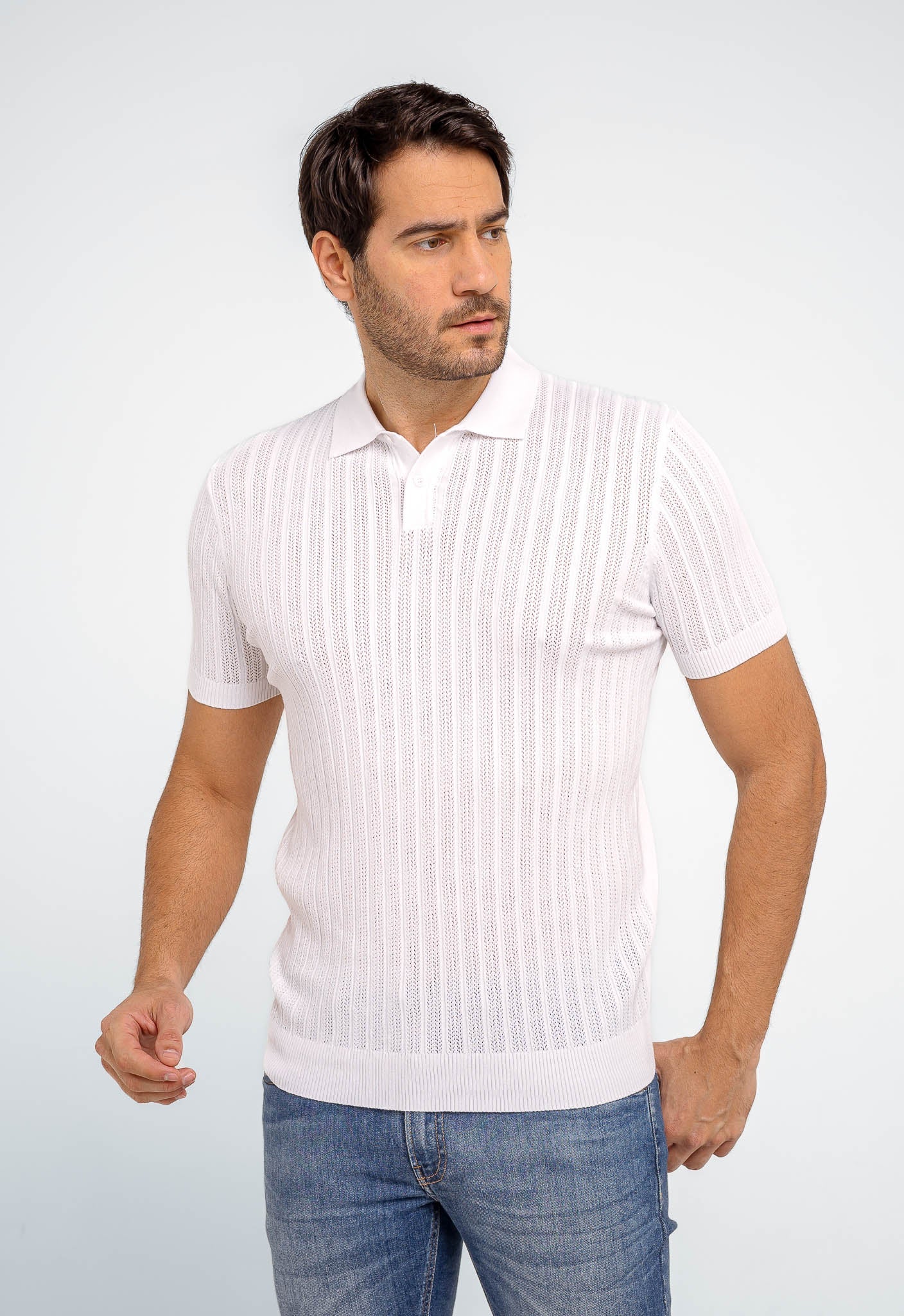 Polo Masculina Dom Henrico Texturizada Com Botão - Henri Store