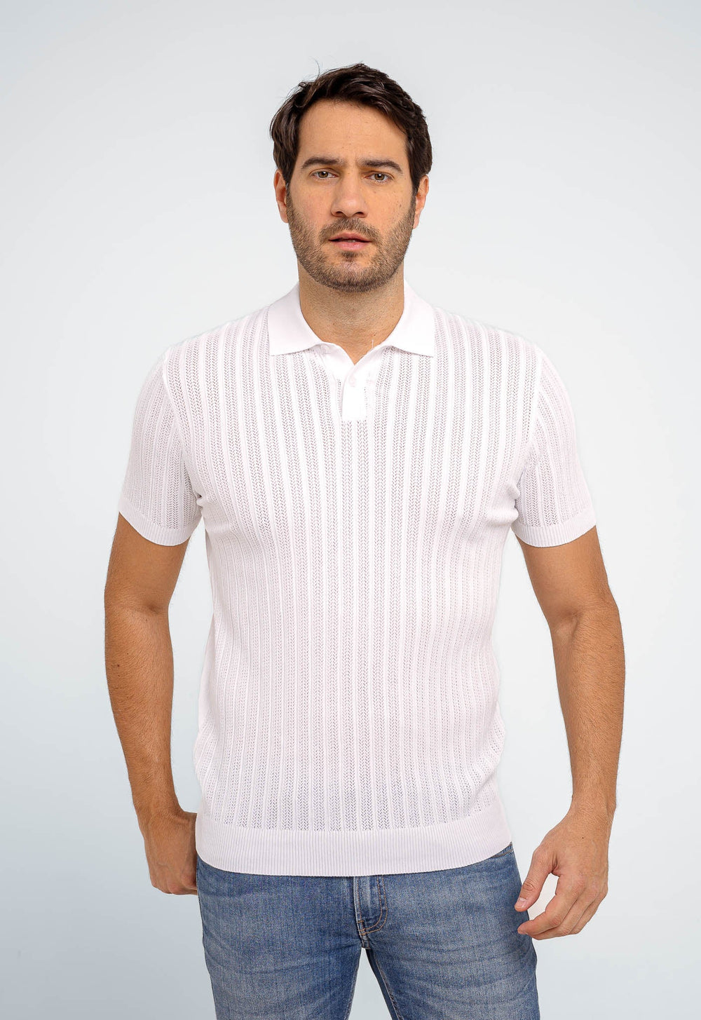 Polo Masculina Dom Henrico Texturizada Com Botão - Henri Store