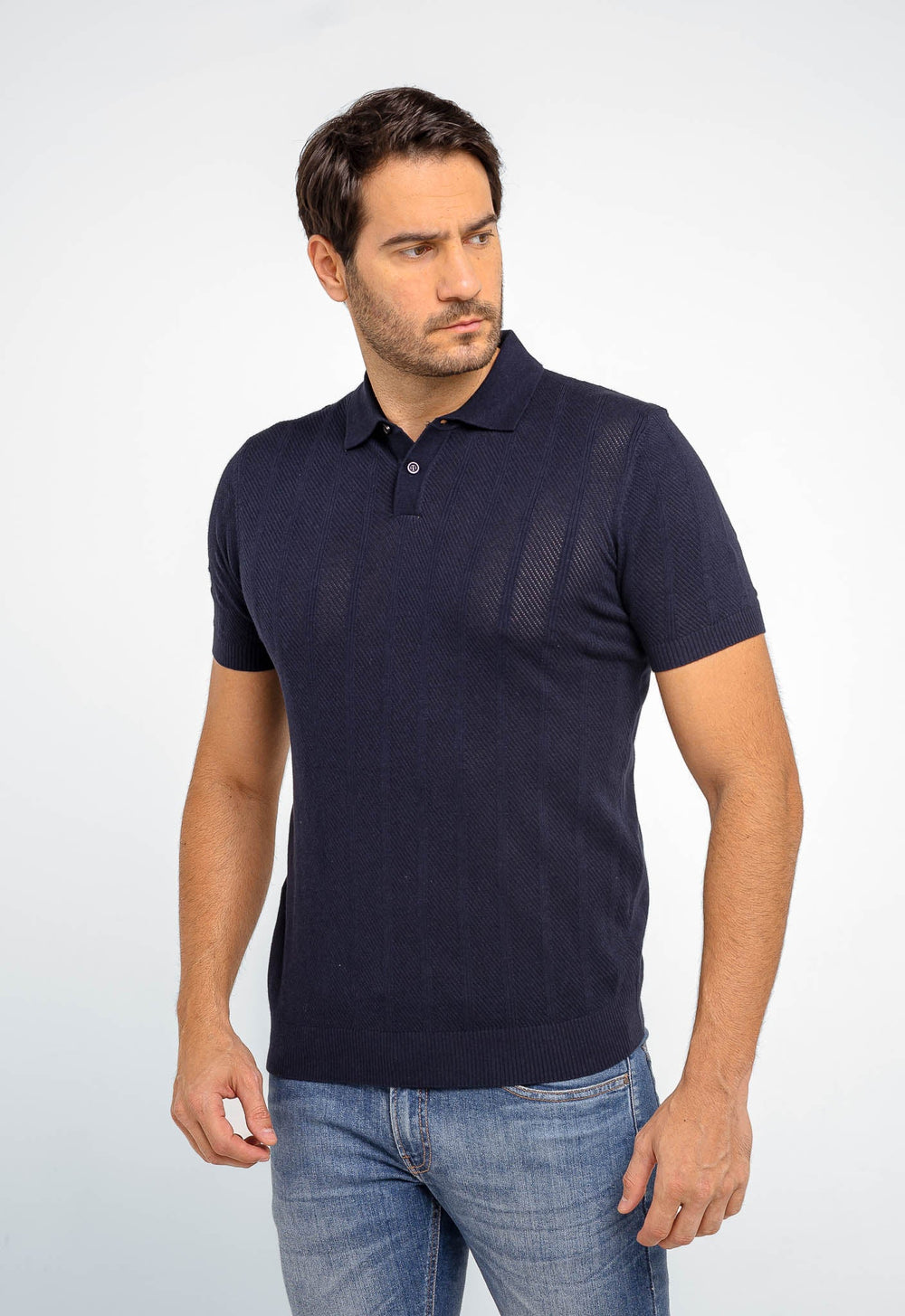 Polo Masculina Dom Henrico Texturizada Com Botão - Henri Store