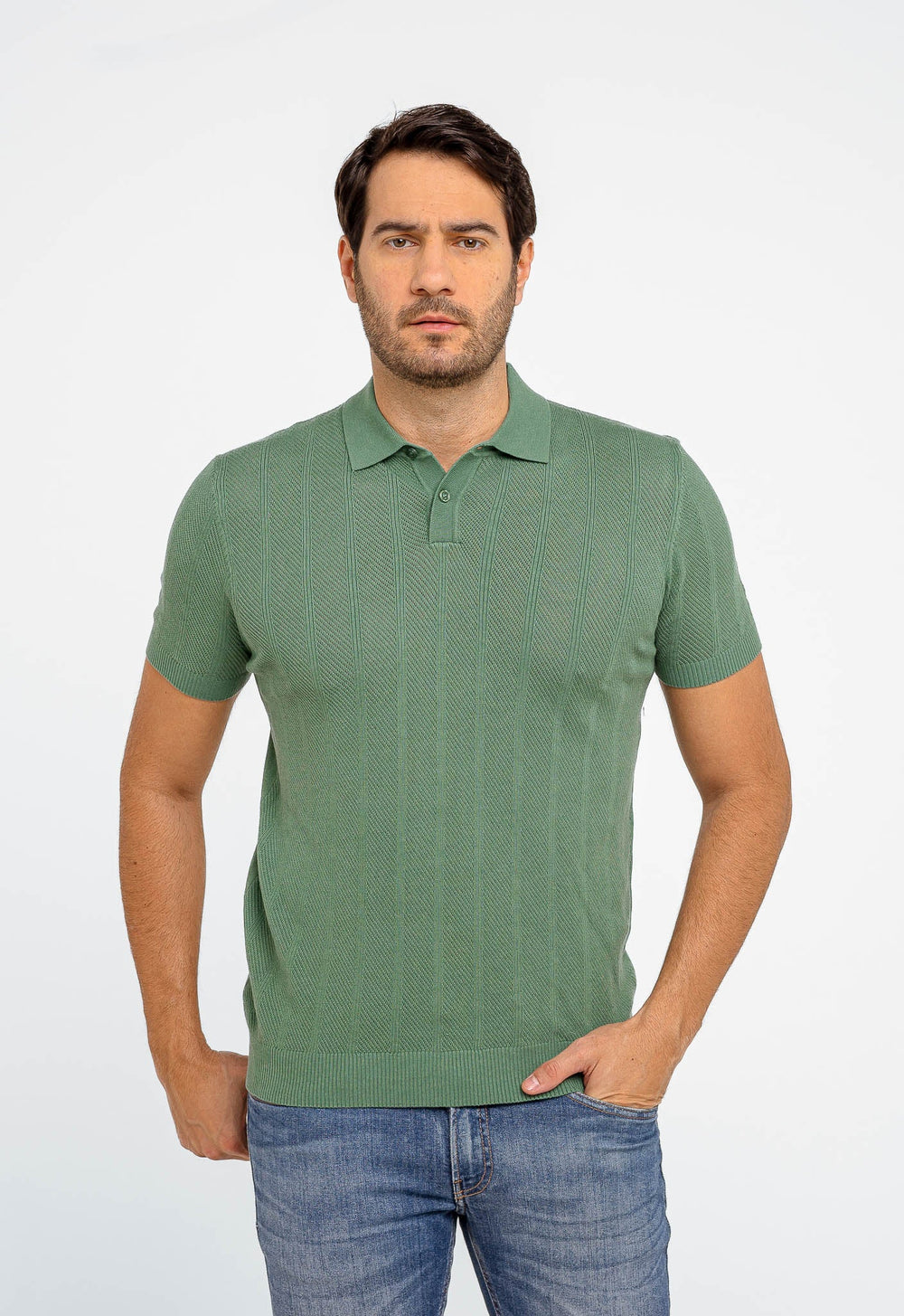 Polo Masculina Dom Henrico Texturizada Com Botão - Henri Store