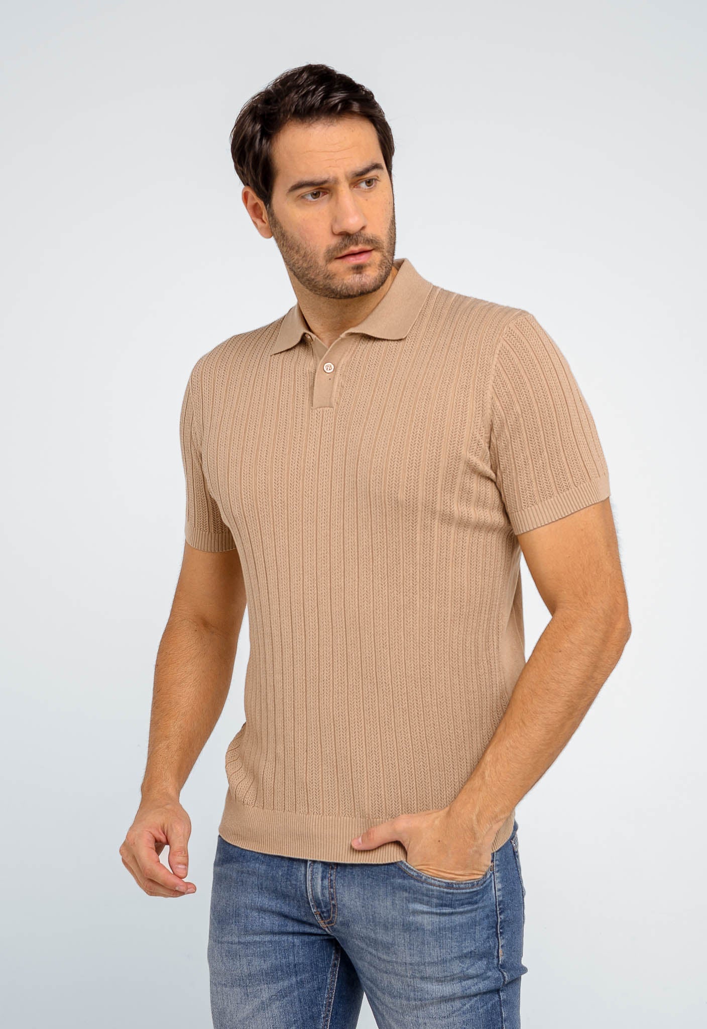 Polo Masculina Dom Henrico Texturizada Com Botão - Henri Store