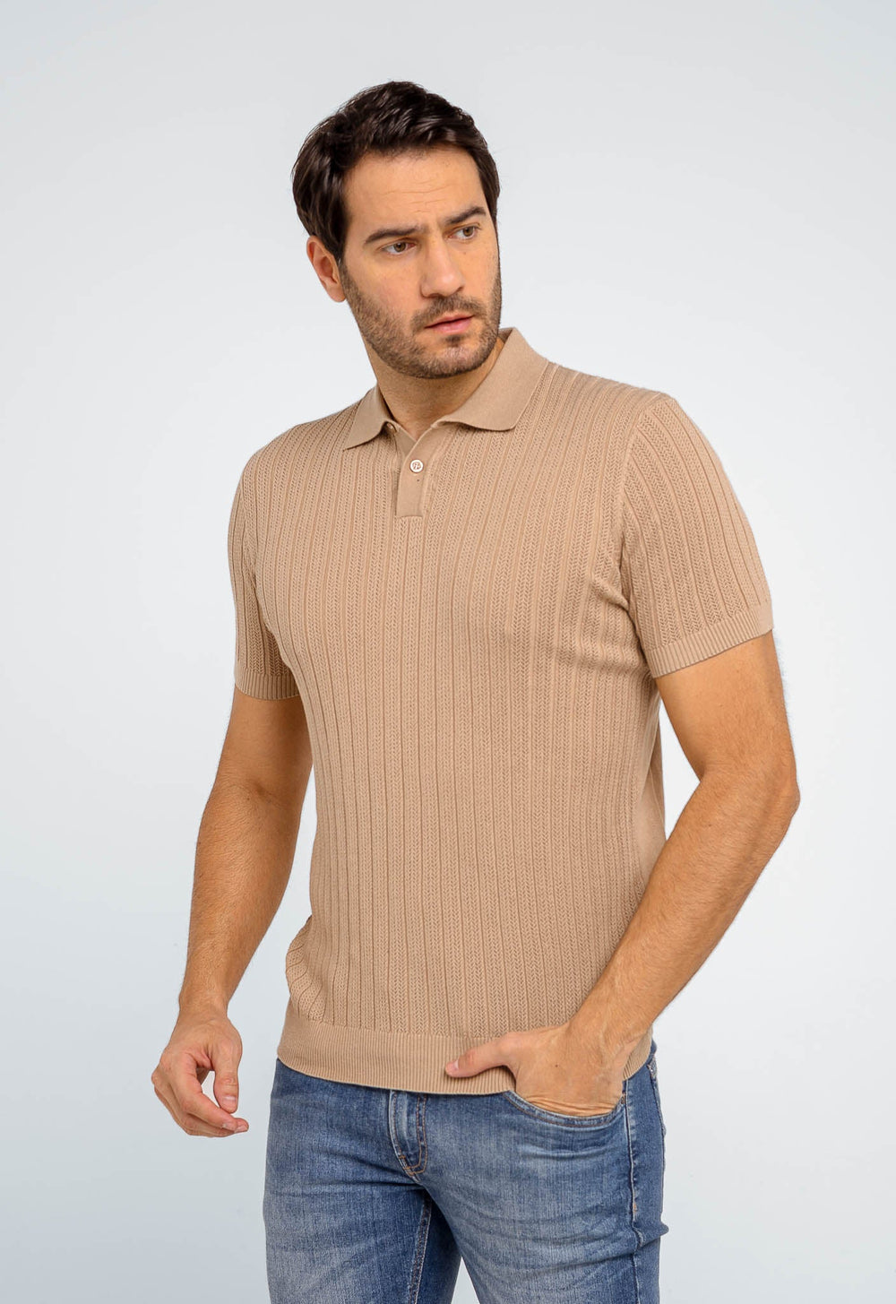 Polo Masculina Dom Henrico Texturizada Com Botão - Henri Store
