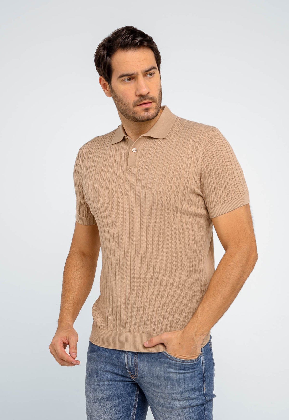 Polo Masculina Dom Henrico Texturizada Com Botão - Henri Store