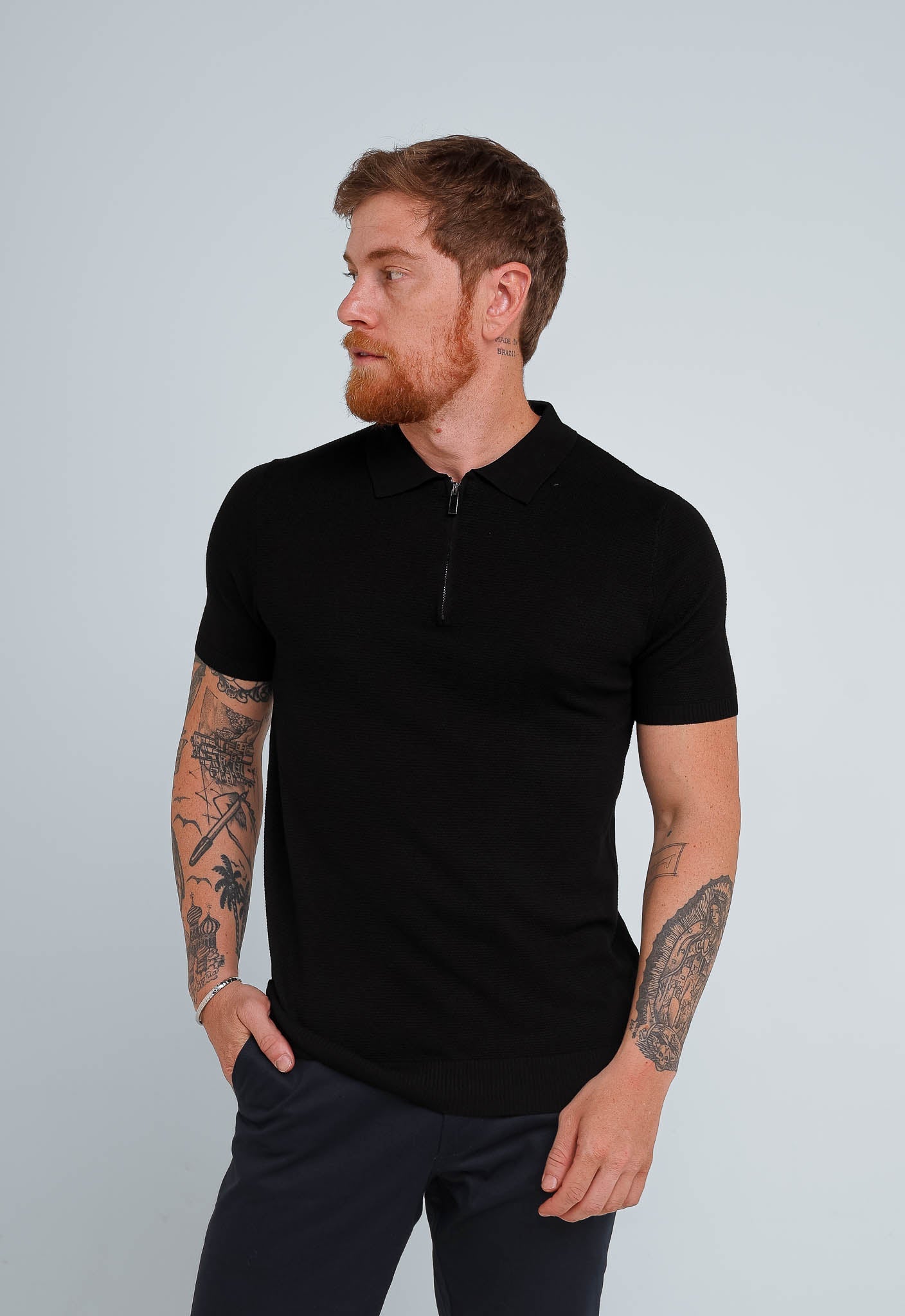 Polo Masculina Dom Henrico Trace com Zíper - Henri Store
