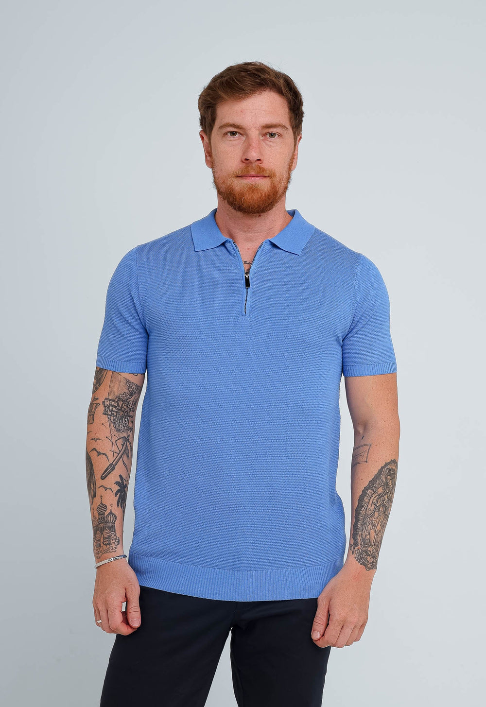 Polo Masculina Dom Henrico Trace com Zíper - Henri Store