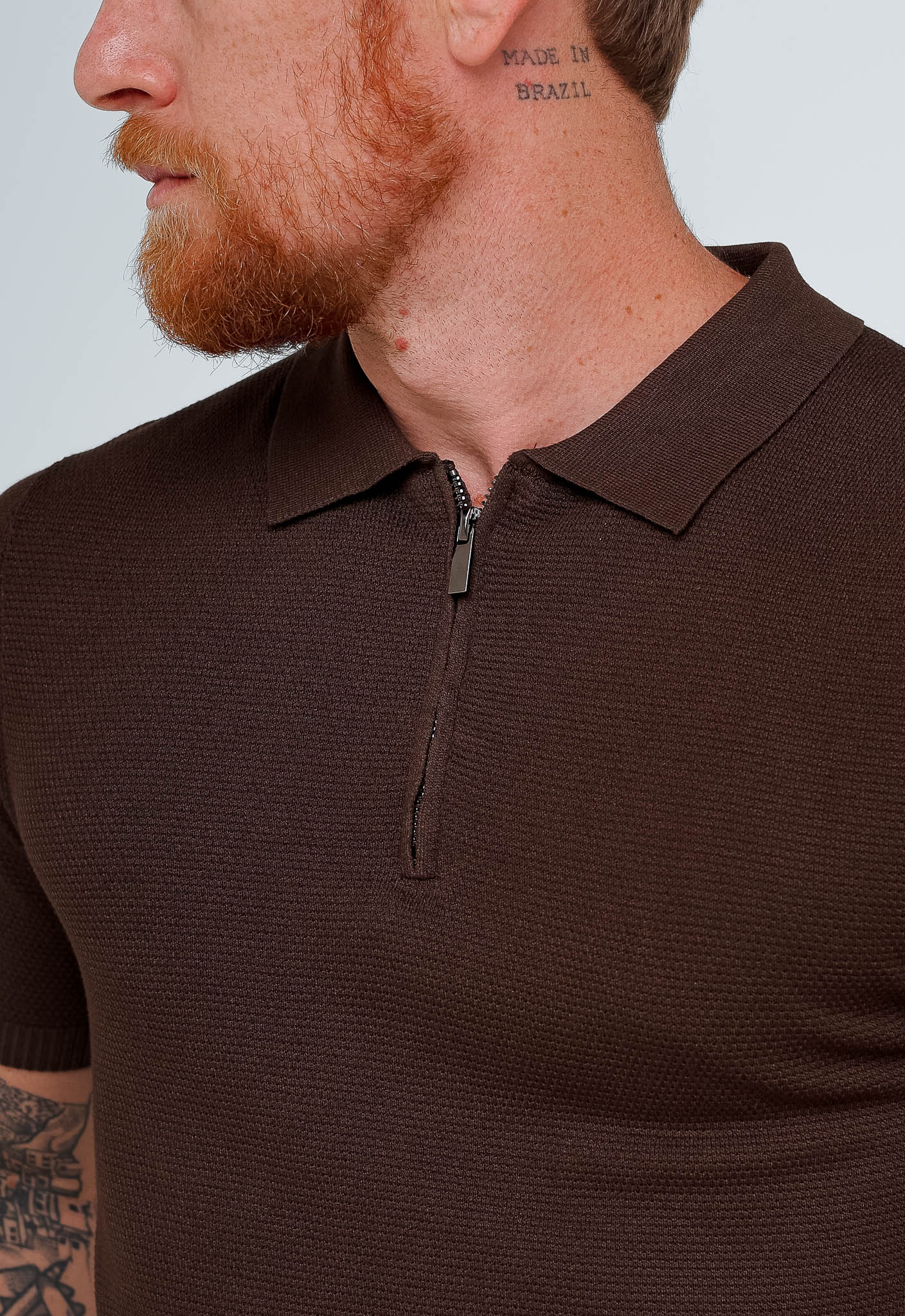 Polo Masculina Dom Henrico Trace com Zíper - Henri Store