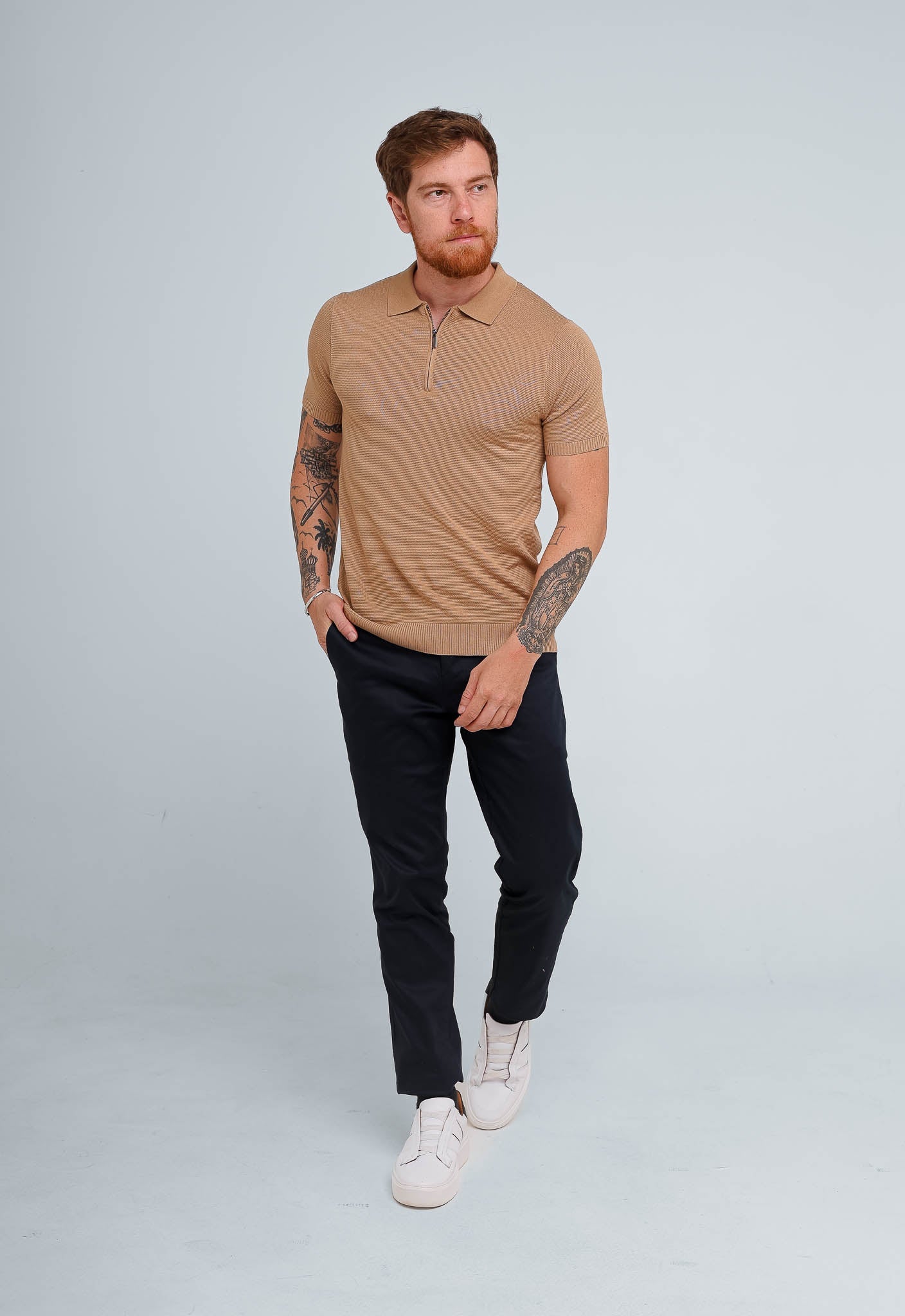 Polo Masculina Dom Henrico Trace com Zíper - Henri Store