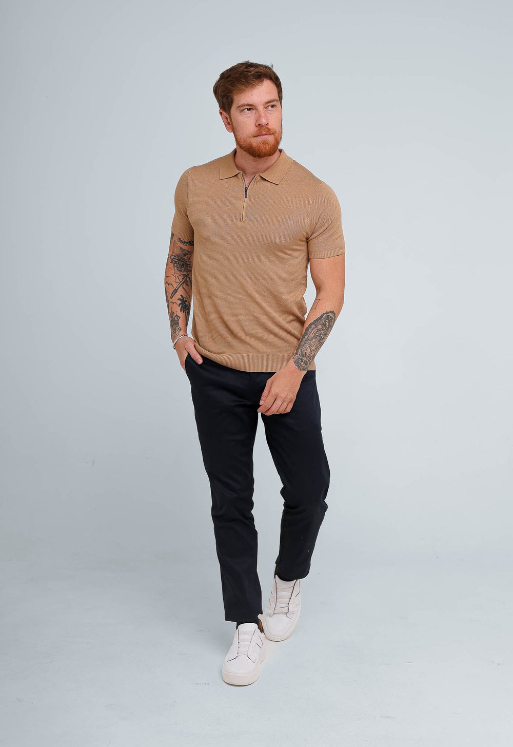 Polo Masculina Dom Henrico Trace com Zíper - Henri Store