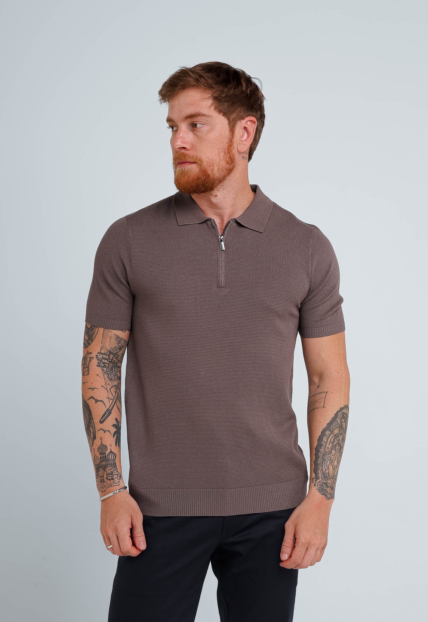 Polo Masculina Dom Henrico Trace com Zíper - Henri Store
