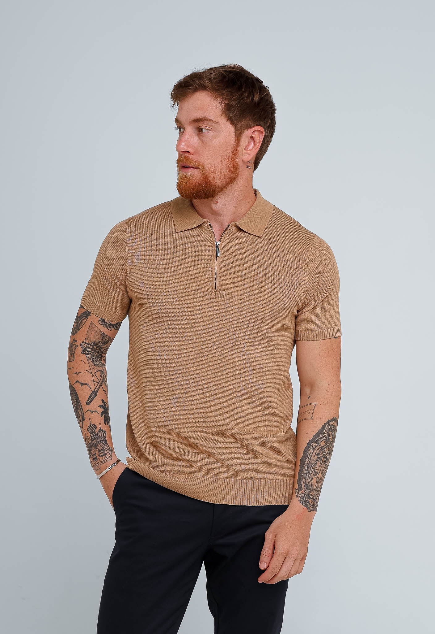 Polo Masculina Dom Henrico Trace com Zíper - Henri Store
