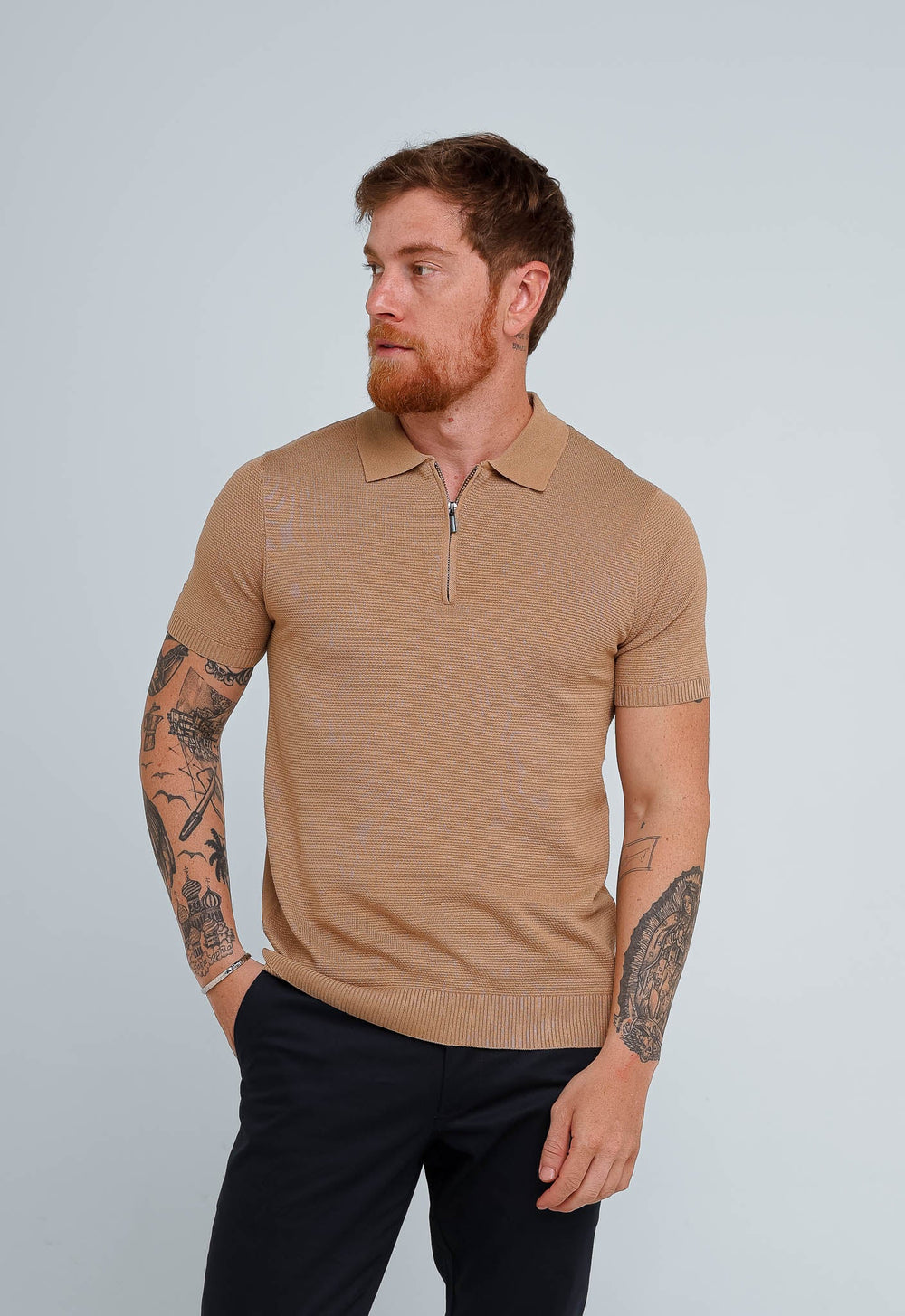 Polo Masculina Dom Henrico Trace com Zíper - Henri Store