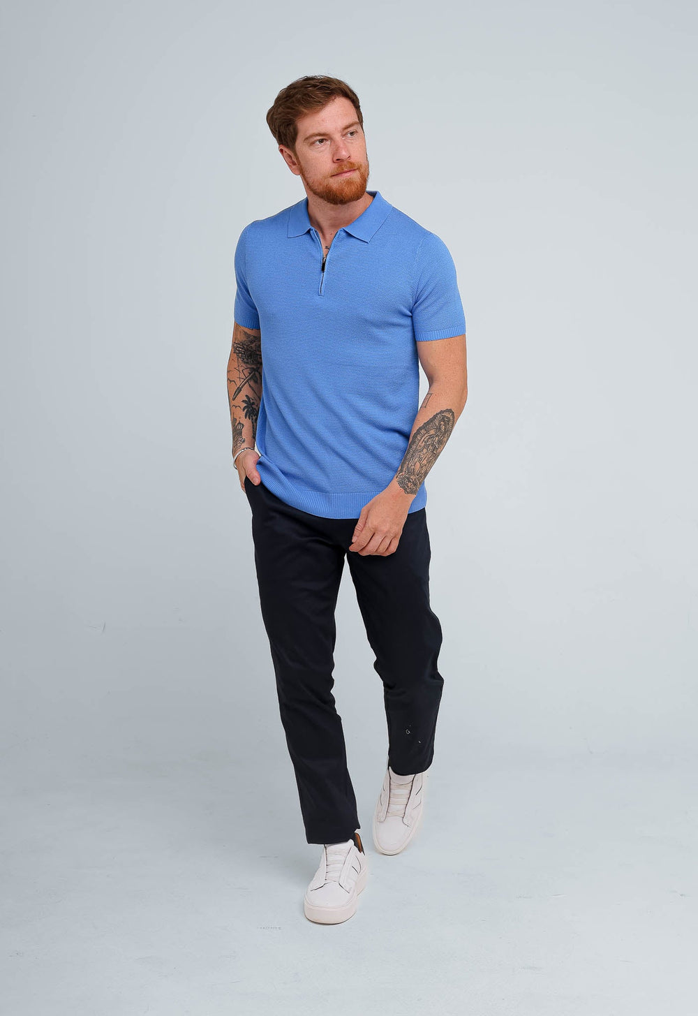 Polo Masculina Dom Henrico Trace com Zíper - Henri Store