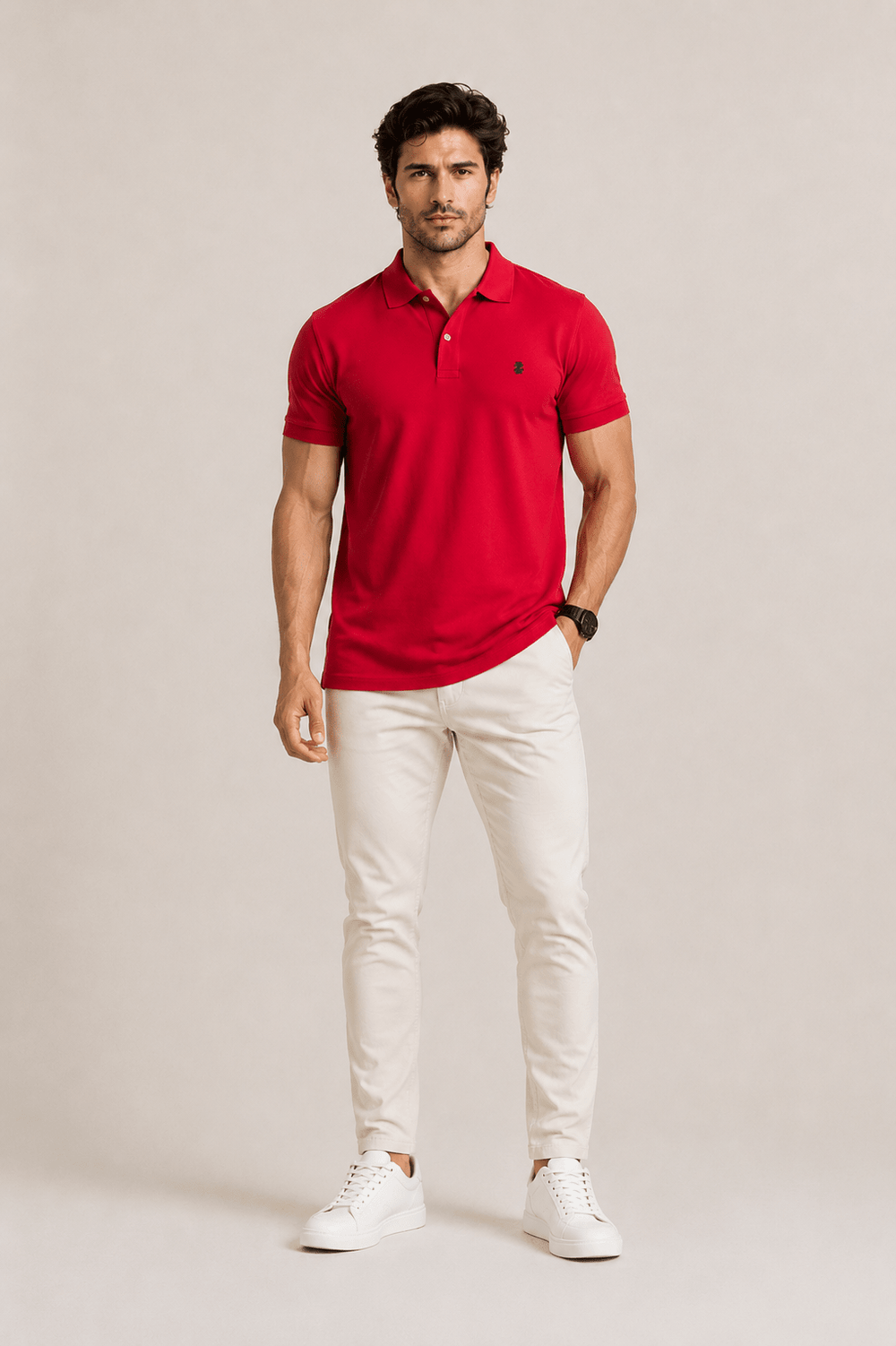 Polo Masculina Izod Slim Fit Vermelha - LIVE - Henri Store