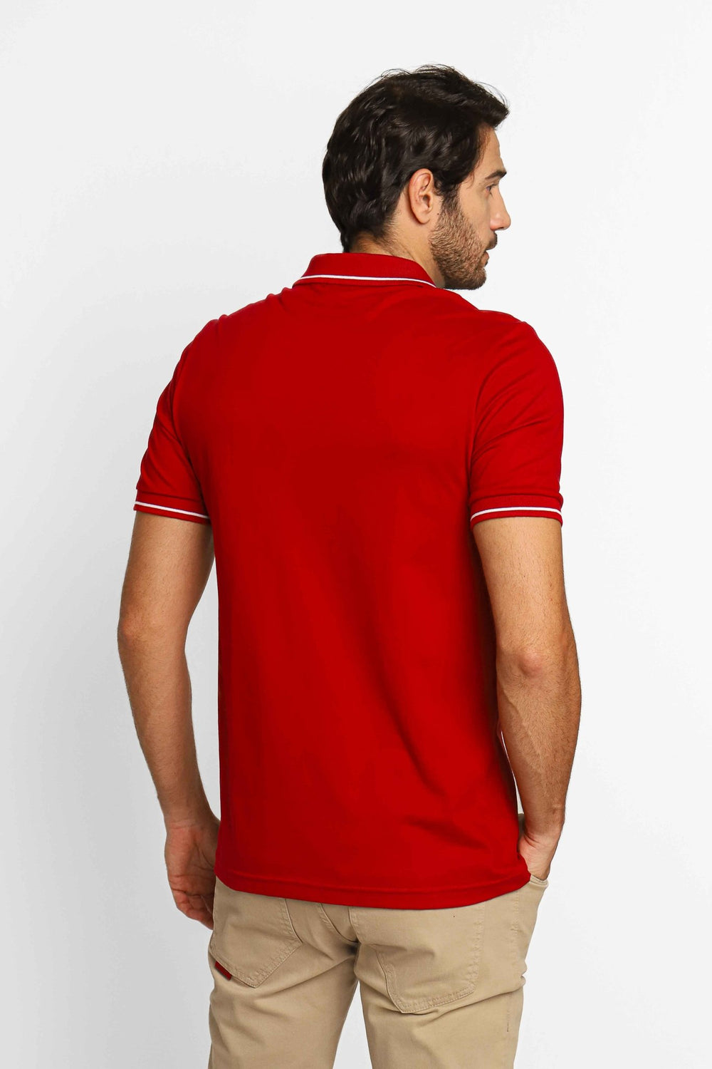 Polo Masculina Regular Armani Exchange Bordô com Branco - Henri Store