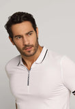 Polo Masculina Regular Armani Exchange com Zíper e Friso na Gola Branco - Henri Store