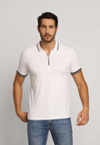 Polo Masculina Regular Armani Exchange com Zíper e Friso na Gola Branco - Henri Store