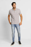 Polo Masculina Regular Básica Calvin Klein Cinza com Dois Frisos na Gola - Henri Store