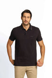 Polo Masculina Regular Básica Calvin Klein Preta com Dois Frisos Mescla - Henri Store