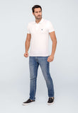 Polo Masculina Regular Básica Izod Branca com Logo Marinho - Henri Store