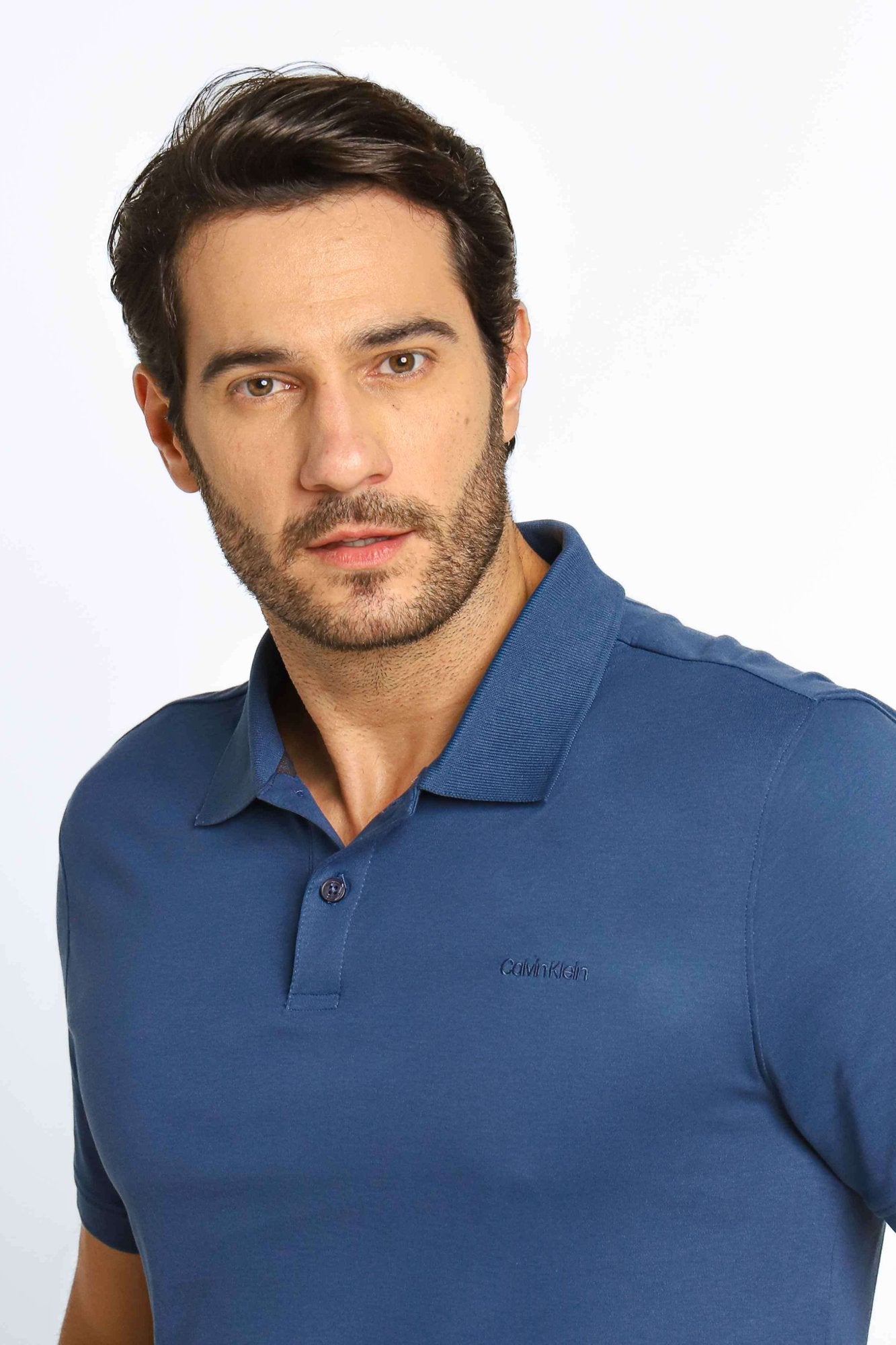 Polo Masculina Regular Calvin Klein Interlock Liquid Touch Azul - Henri Store