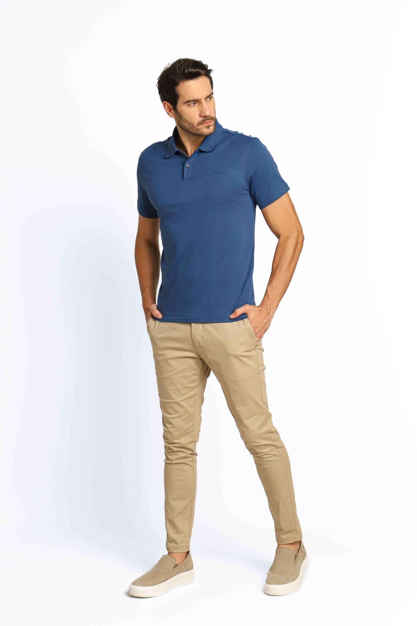 Polo Masculina Regular Calvin Klein Interlock Liquid Touch Azul - Henri Store
