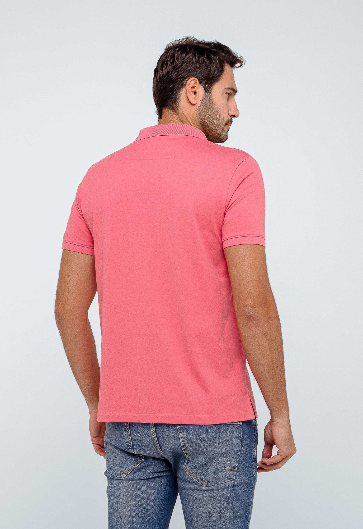 Polo Masculina Regular Calvin Klein Smooth Cotton Rosa - Henri Store