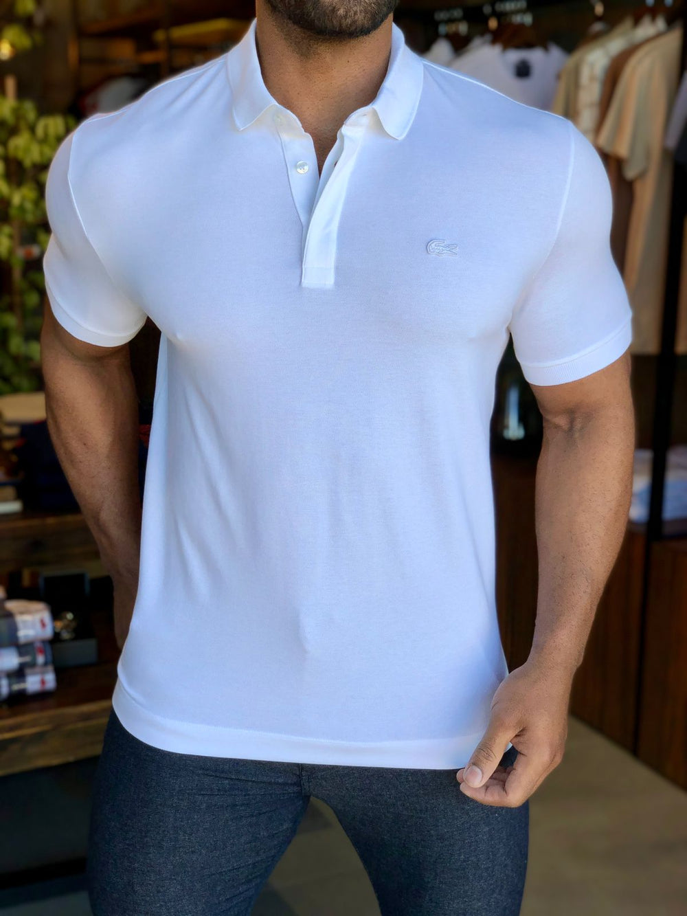 Polo Masculina Regular Fit Lacoste Paris Branco - Henri Store
