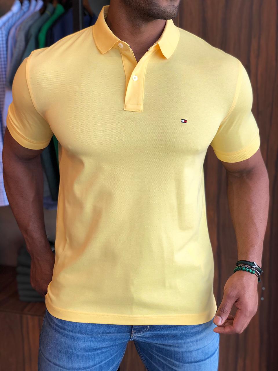Polo Masculina Regular Fit Tommy Hilfiger Amarelo - Henri Store