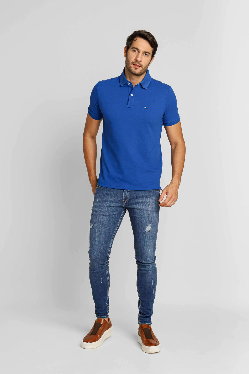 Polo Masculina Regular Fit Tommy Hilfiger Azul Bic - Henri Store