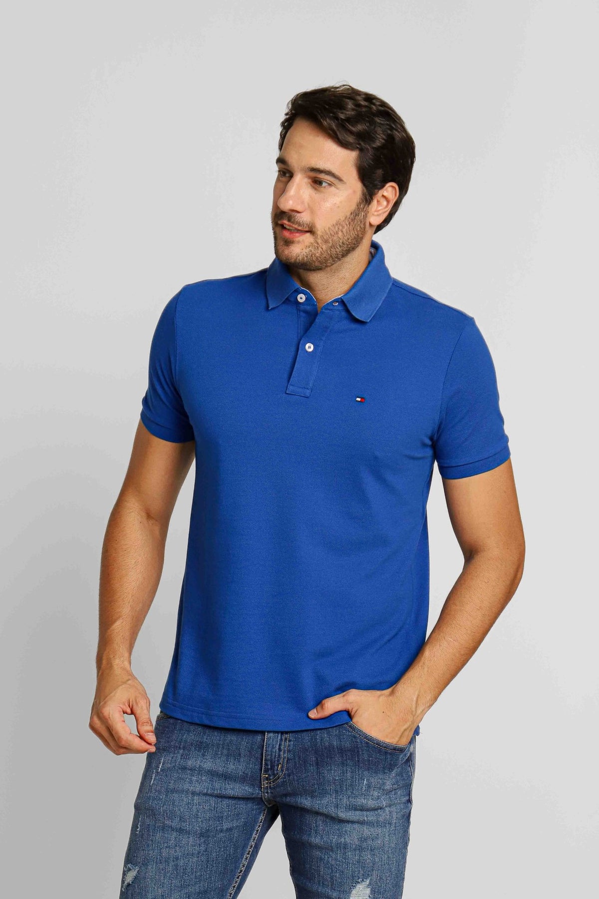 Polo Masculina Regular Fit Tommy Hilfiger Azul Bic - Henri Store