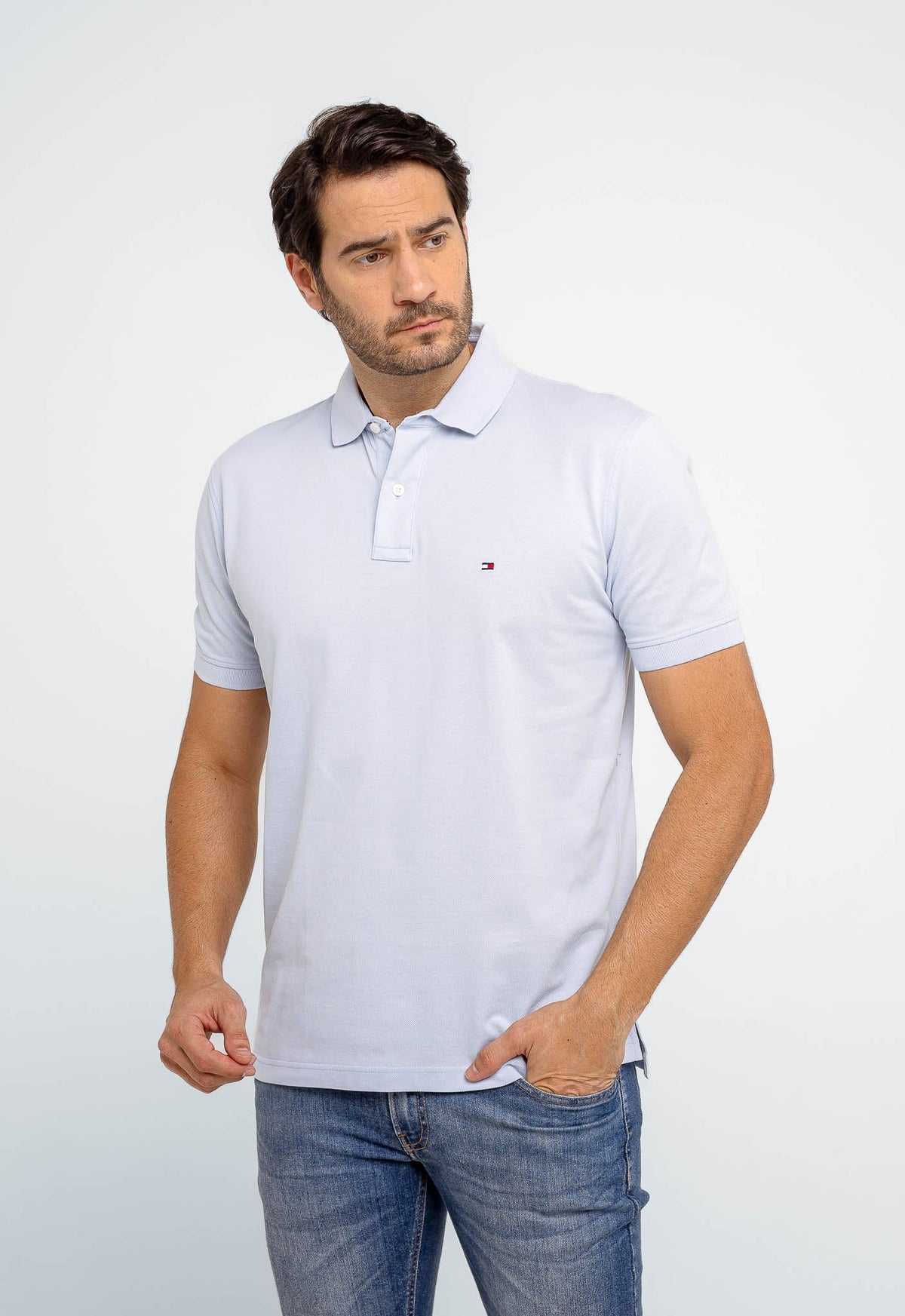 Polo Masculina Regular Fit Tommy Hilfiger Azul Claro - Henri Store