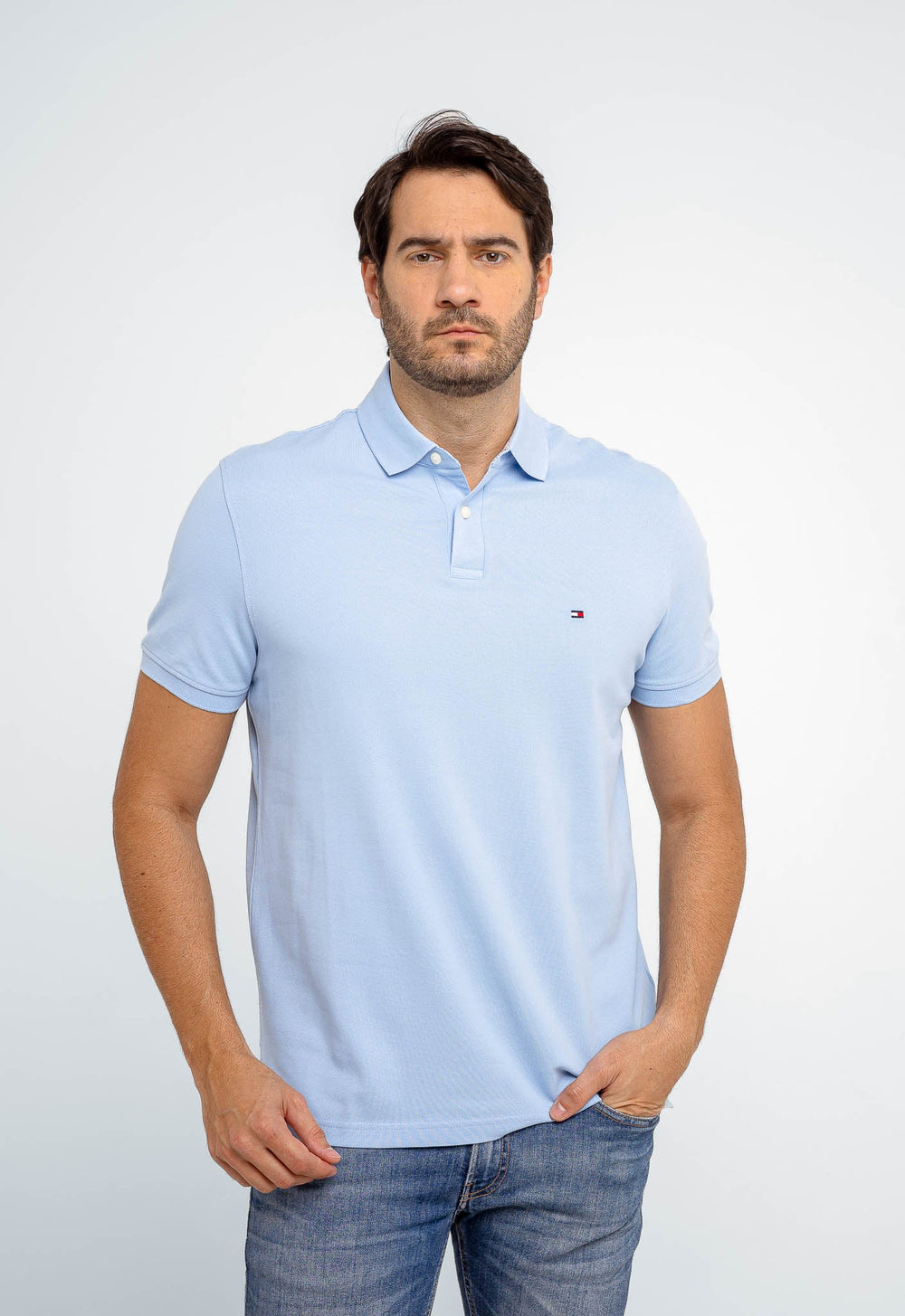 Polo Masculina Regular Fit Tommy Hilfiger Azul Claro - Henri Store