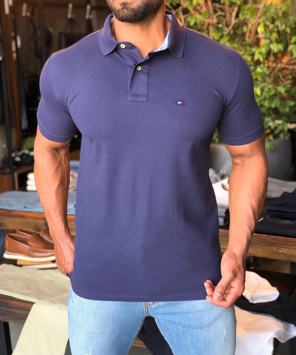 Polo Masculina Regular Fit Tommy Hilfiger Azul Marinho - Henri Store