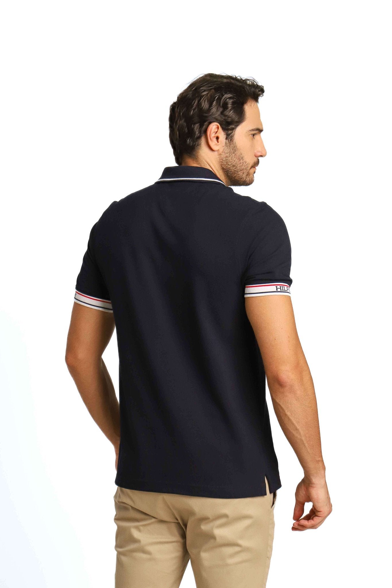 Polo Masculina Regular Fit Tommy Hilfiger com Logo no Punho Marinho - Henri Store
