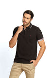 Polo Masculina Regular Fit Tommy Hilfiger com Logo no Punho Preto - Henri Store