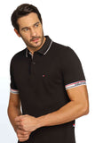 Polo Masculina Regular Fit Tommy Hilfiger com Logo no Punho Preto - Henri Store