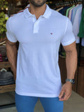 Polo Masculina Regular Fit Tommy Hilfiger Stripe Placement Branca - Henri Store