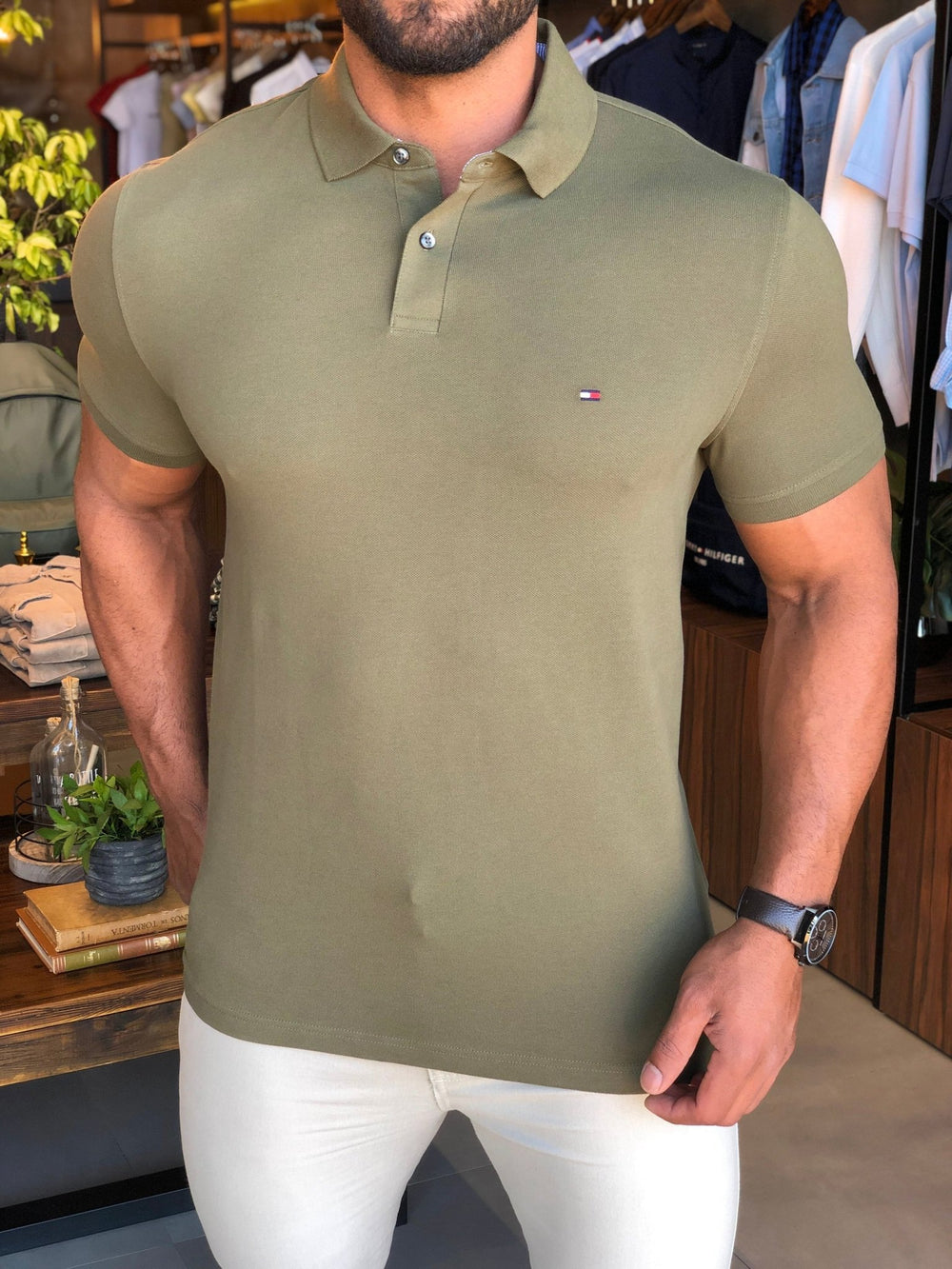 Polo Masculina Regular Fit Tommy Hilfiger Verde Musgo - Henri Store
