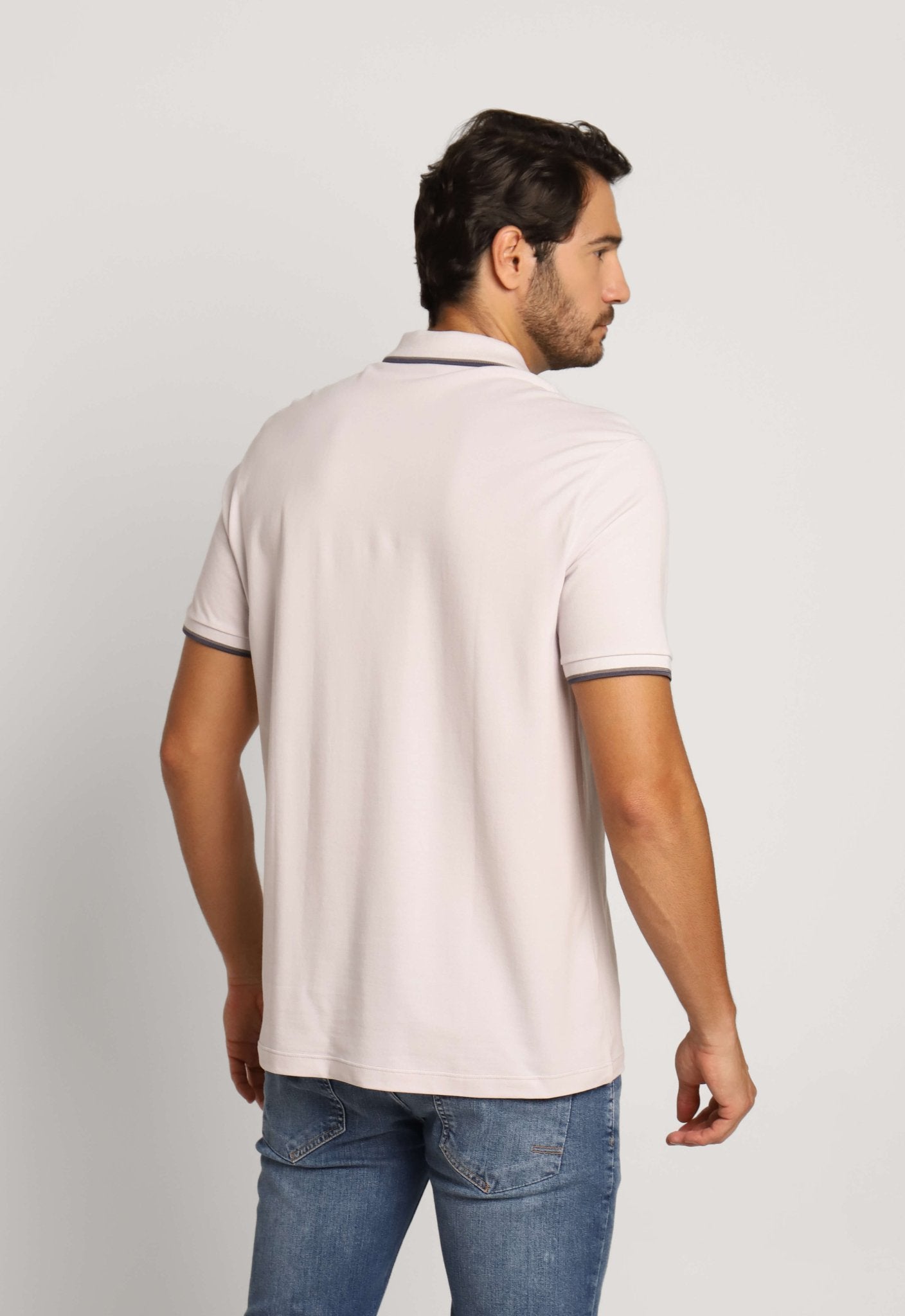 Polo Masculina Regular John John 2 Lines Cinza Claro - Henri Store