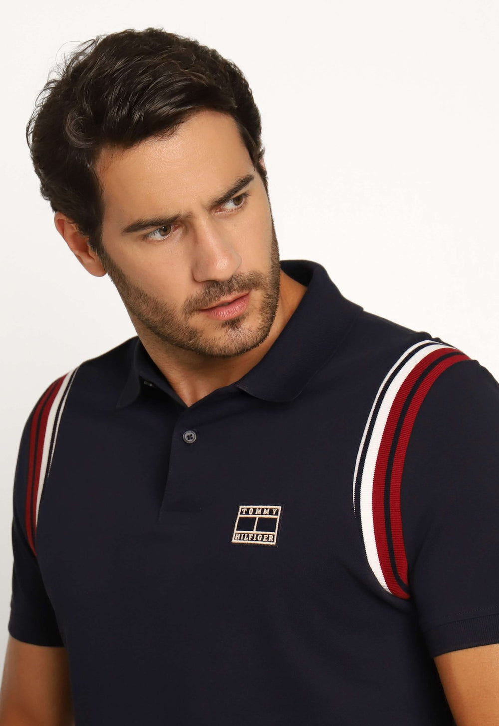 Polo Masculina Regular Tommy Hilfiger Shoulder Rib Detail Marinho - Henri Store