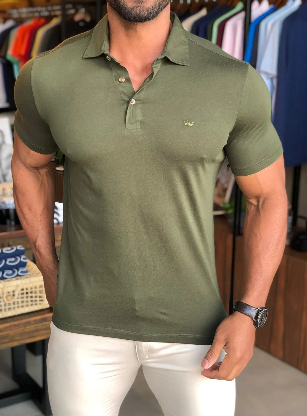 Polo Masculina Slim em Malha Dom Henrico - Henri Store