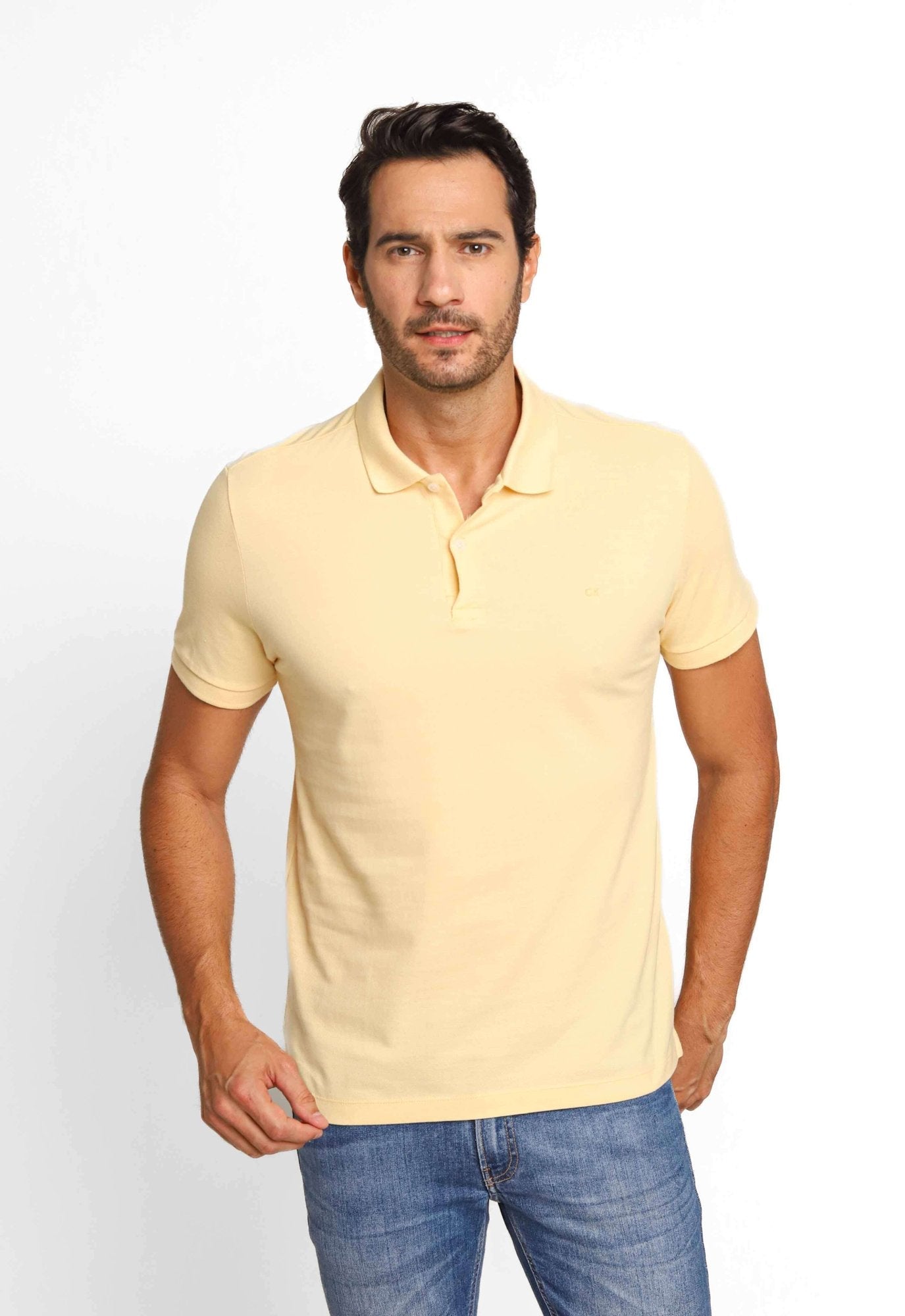 Polo Masculina Slim Fit Básica Calvin Klein Amarelo Claro - Henri Store