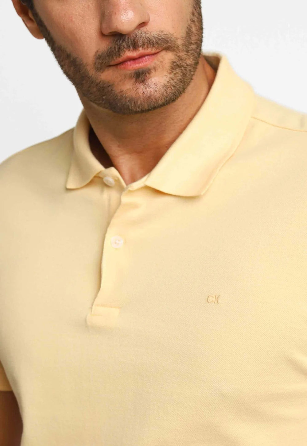 Polo Masculina Slim Fit Básica Calvin Klein Amarelo Claro - Henri Store