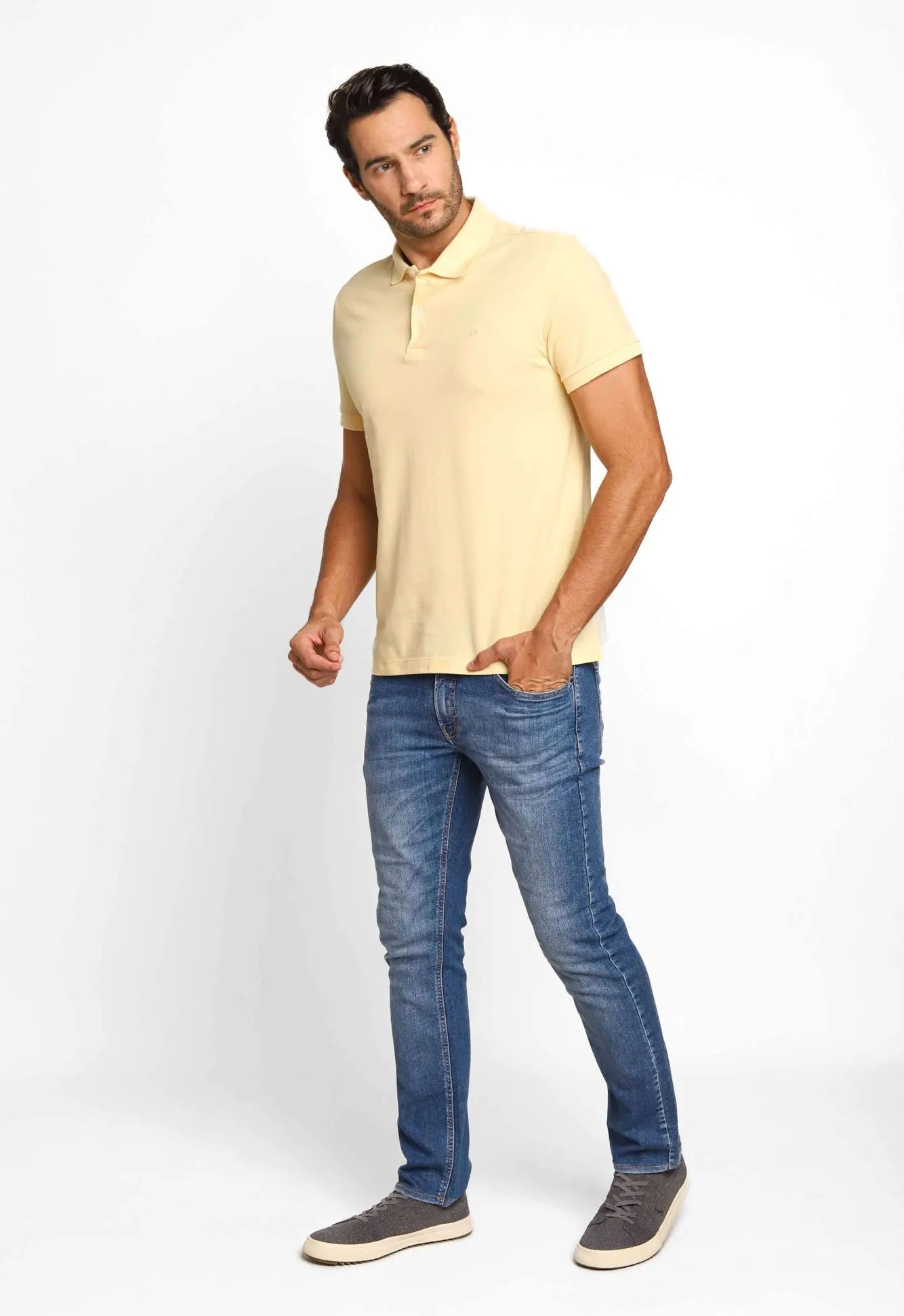 Polo Masculina Slim Fit Básica Calvin Klein Amarelo Claro - Henri Store