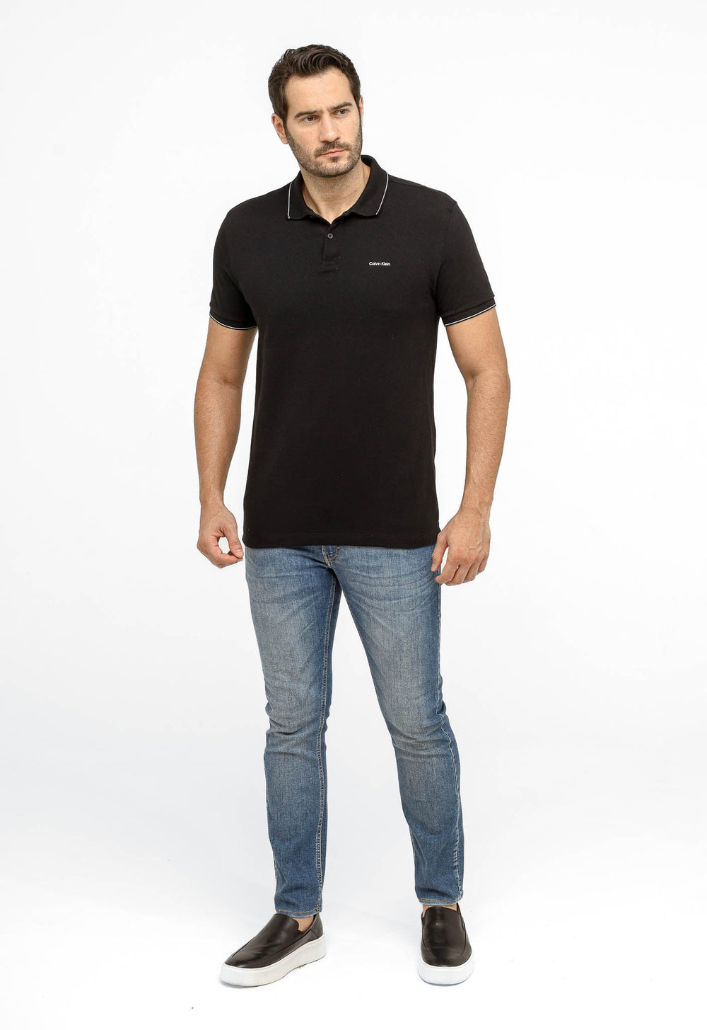 Polo Masculina Slim Fit Basica Calvin Klein Com Friso - Henri Store