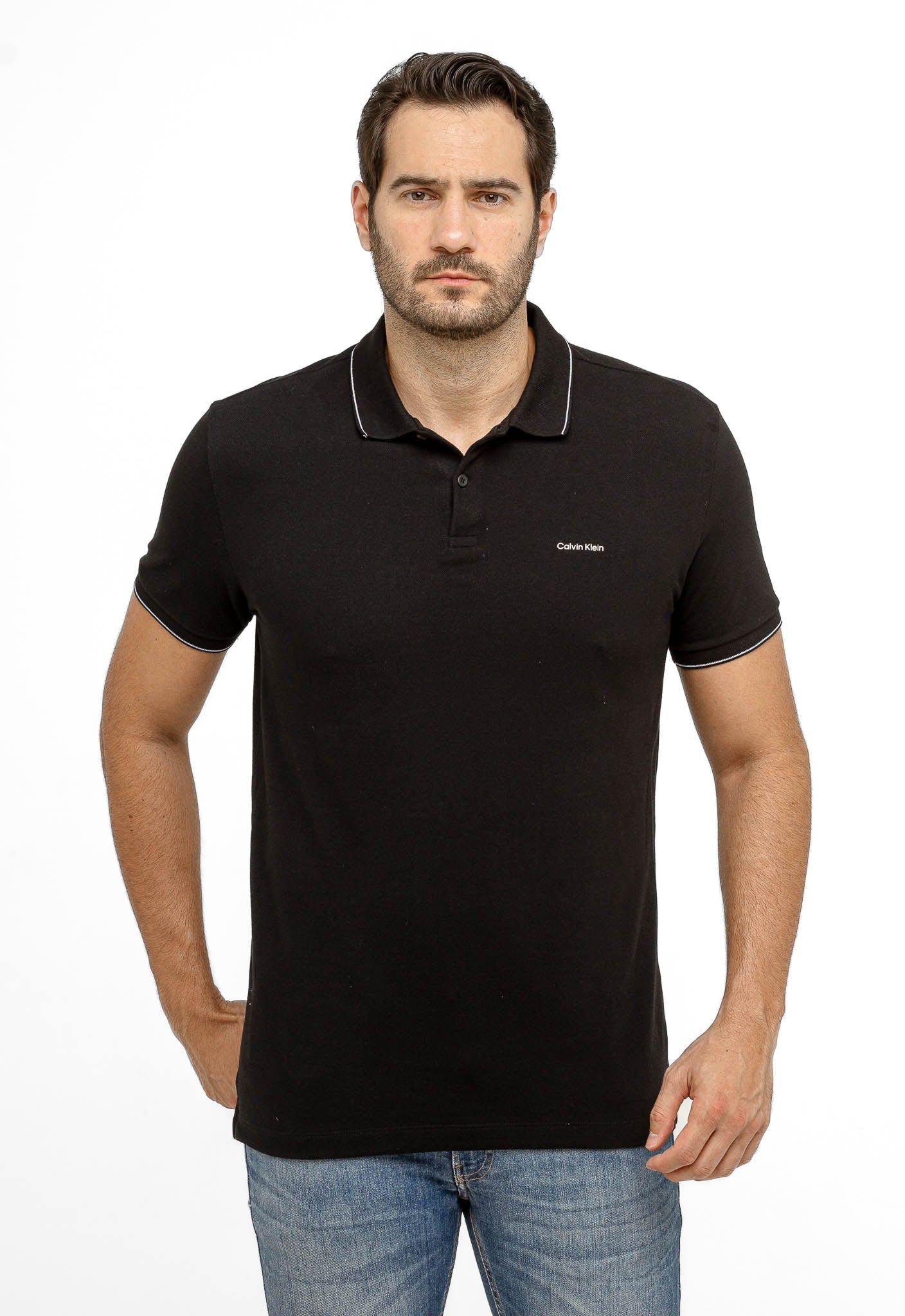Polo Masculina Slim Fit Basica Calvin Klein Com Friso - Henri Store