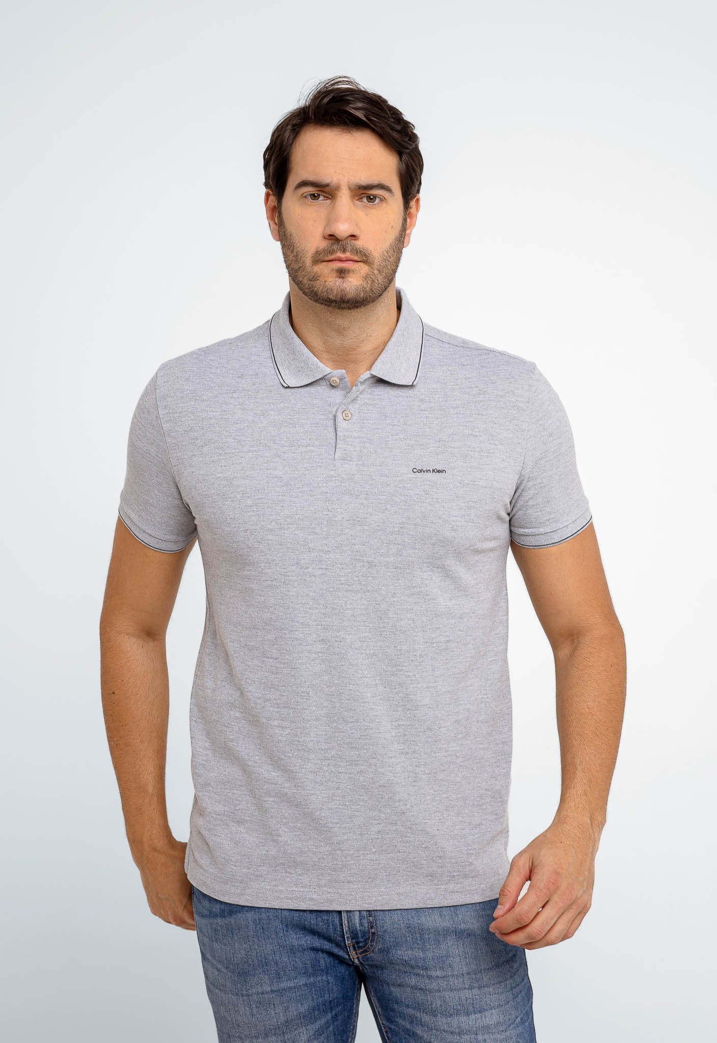 Polo Masculina Slim Fit Basica Calvin Klein Com Friso - Henri Store